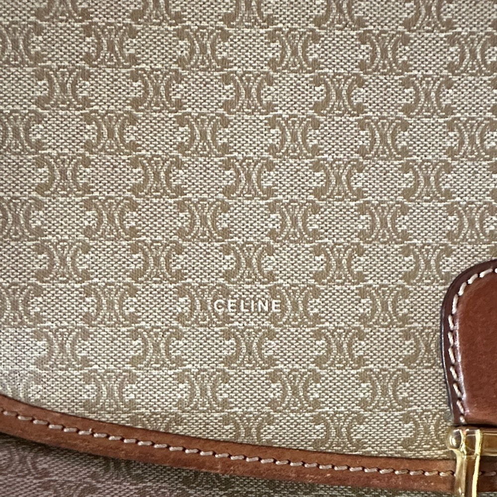 Vintage Celine Beige Canvas and Brown Leather Satchel - Picture 3 of 15